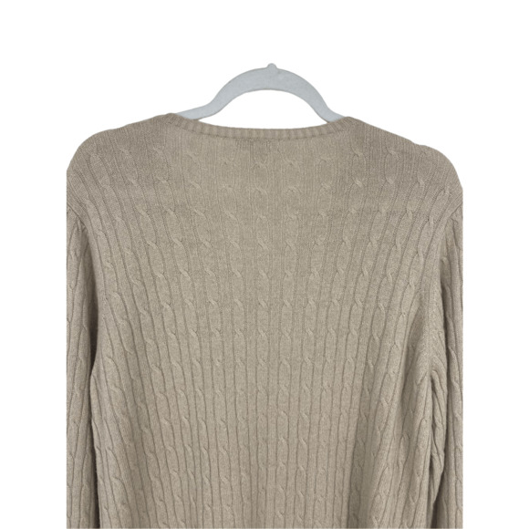 Charter Club Women’s V neck Knit Sweater Cashmere Angora Cable Knit Neutral - Picture 5 of 8
